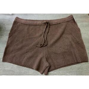 Auden Brown Sweater Knit Drawstring Shorts Women Size 2X